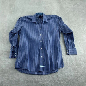 English Laundry By Christopher Wicks Mens Striped Size 17 Blue 100% Cotton 4820